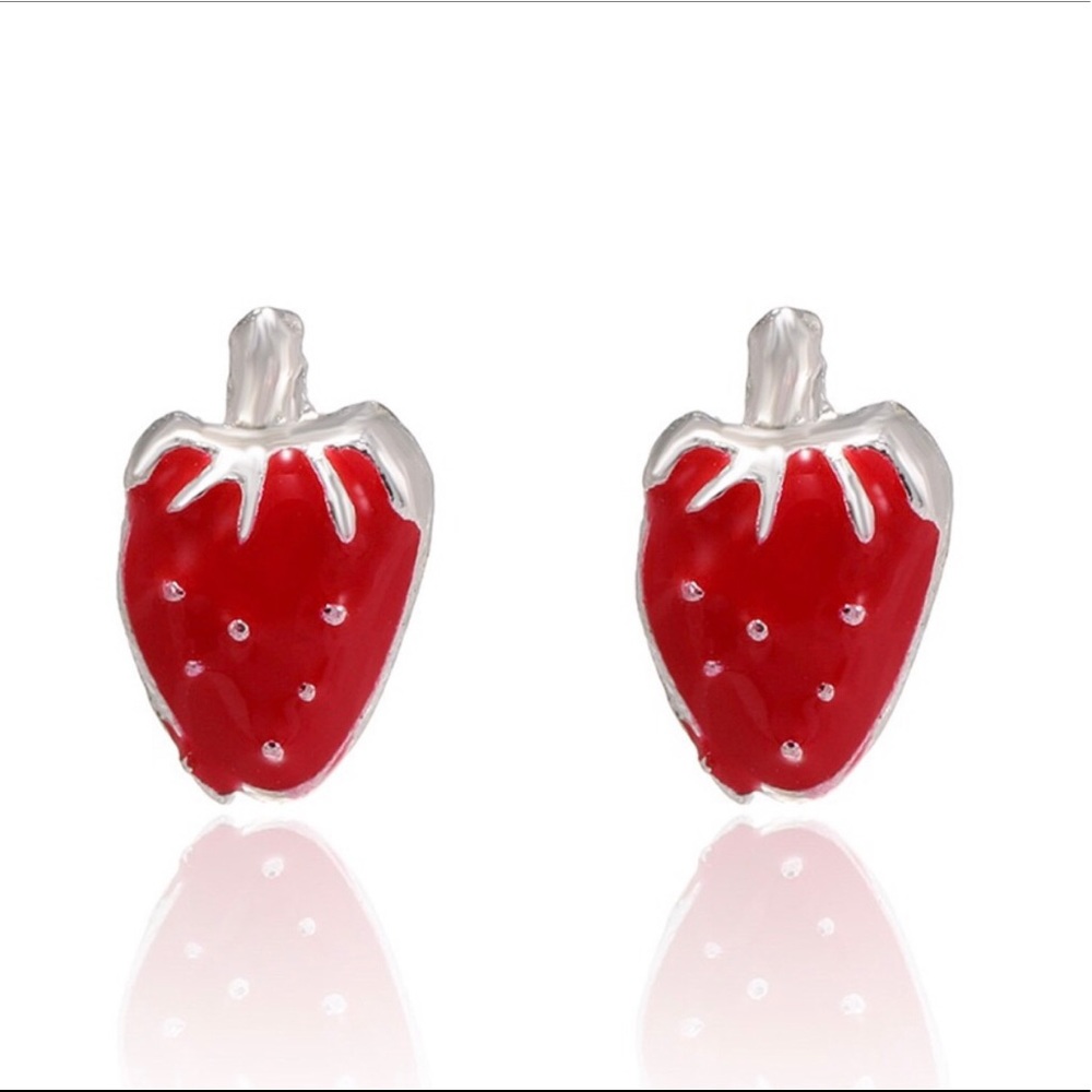 Dainty Strawberry Stud Earrings - Picture 1 of 2